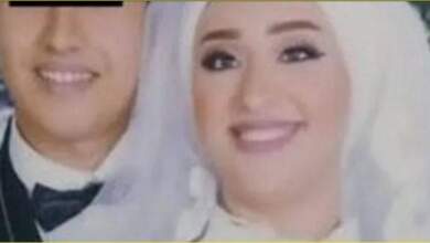 الزوج والزوجة فى صورة الزفاف