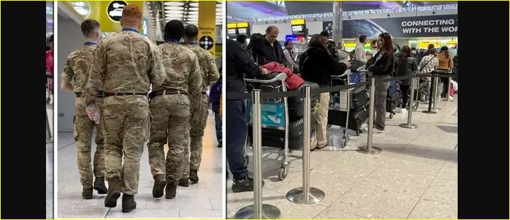 عناصر الجيش البريطانى فى مطارات بريطانيا