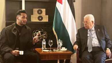 محمد رمضان يلتقي الرئيس الفلسطيني محمود عباس