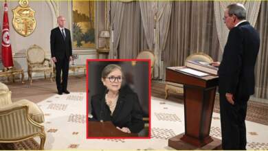 أحمد الحشاني رئيس وزراء تونس الجديد يقسم اليمين أمام الرئيس قيس سعيد وفى الإطار نجلاء بودن