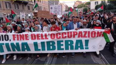 مظاهرة عربية حاشدة في روما من أجل فلسطين