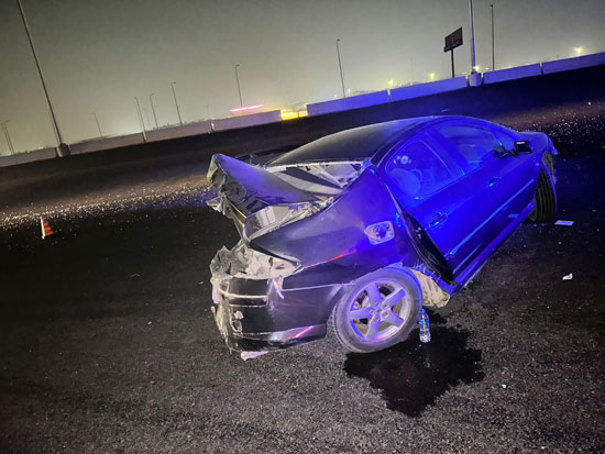 سيارة الفنان الراحل أشرف عبد الغفور بعد الحادث