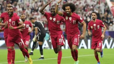 فرحة المنتخب القطرى بالفوز