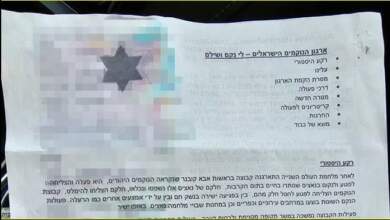رسالة تهديد من منظمة المنتقمون الإسرائيلية