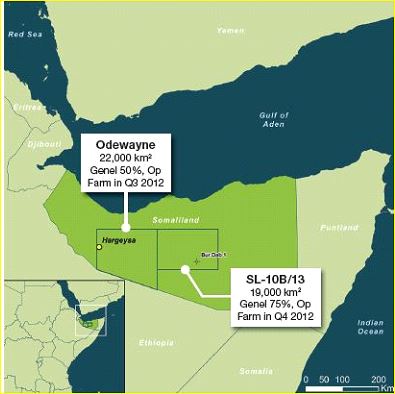 آفاق النفط في أرض الصومال في مناطق صوماليلاند مع تقديرات 5 مليارات برميل في المنطقة الواقعة شرق هرجيسا وجنوب بربرة