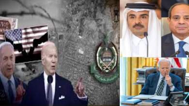 الرئيس السيسى وأمير قطر تميم وجو بايدن ونتنياهو