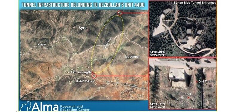 خريطة مركز ألما التى تزعم وجود أنفاق حزب الله