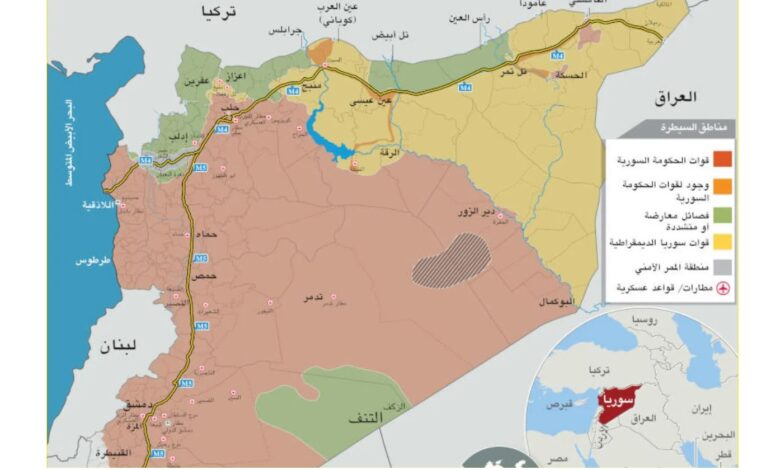 خريطة النفوذ والسيطرة فى سوريا الآن