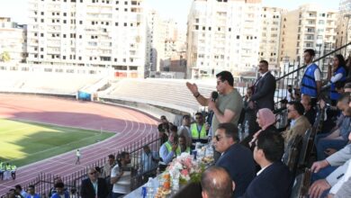 وزير الشباب والرياضة فى استاد المنصورة