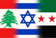 أعلام سوريا وإسرائيل ولبنان