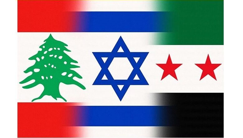 أعلام سوريا وإسرائيل ولبنان