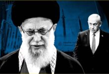 المرشد الإيرانى خامنئى وفى الخلفية نتنياهو